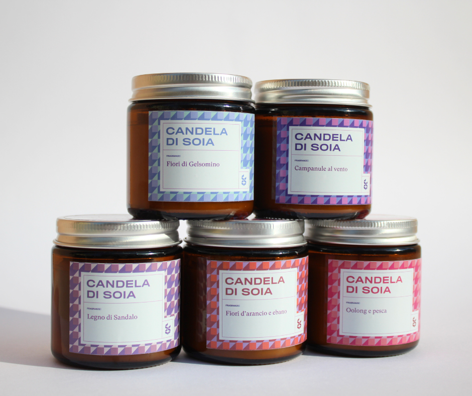 Candele Profumate Set di 4 Pezzi in Vetro Cera di Soia da 400g con Candele Profumate Set di 4 Pezzi in Vetro Cera di Soia da 400g con